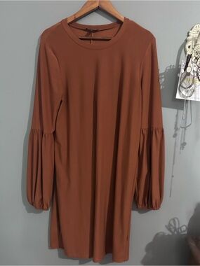 As U Wish Long Sleeve Dress in Rust Brown